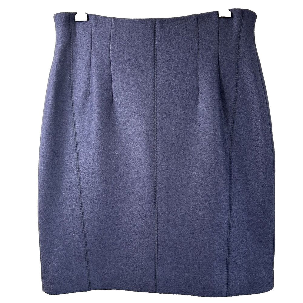 Ambiente Fashion Women's Purple Thick Wool High Waist Short Pencil Skirt Sz 8